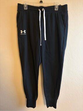 Under Armour Black Women Jogger Sweatpants with White Drawstring